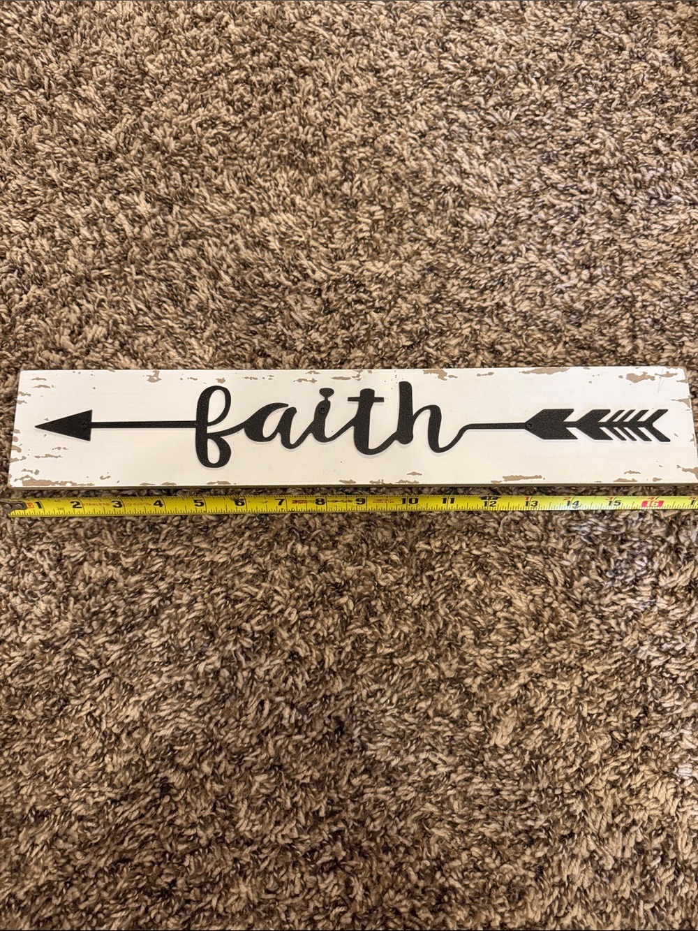 Faith Arrow Rustic Wall Sign - White and Black